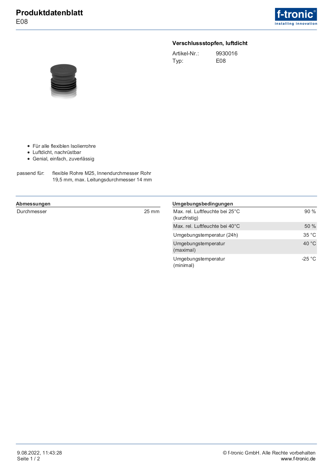 F-TRONIC EL E08 Datasheet - ManualMachine.com