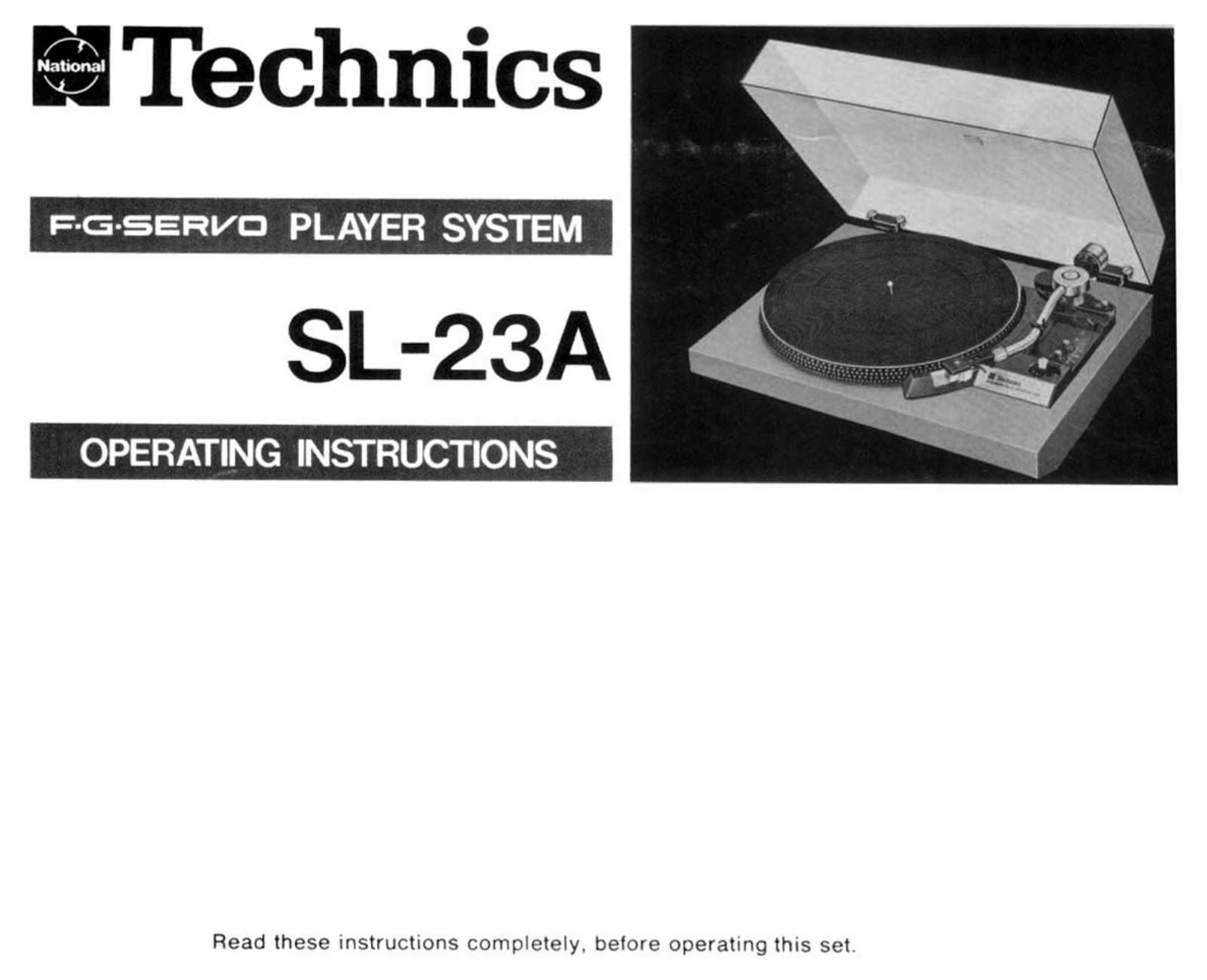 Technics SL-23-A Owners Manual