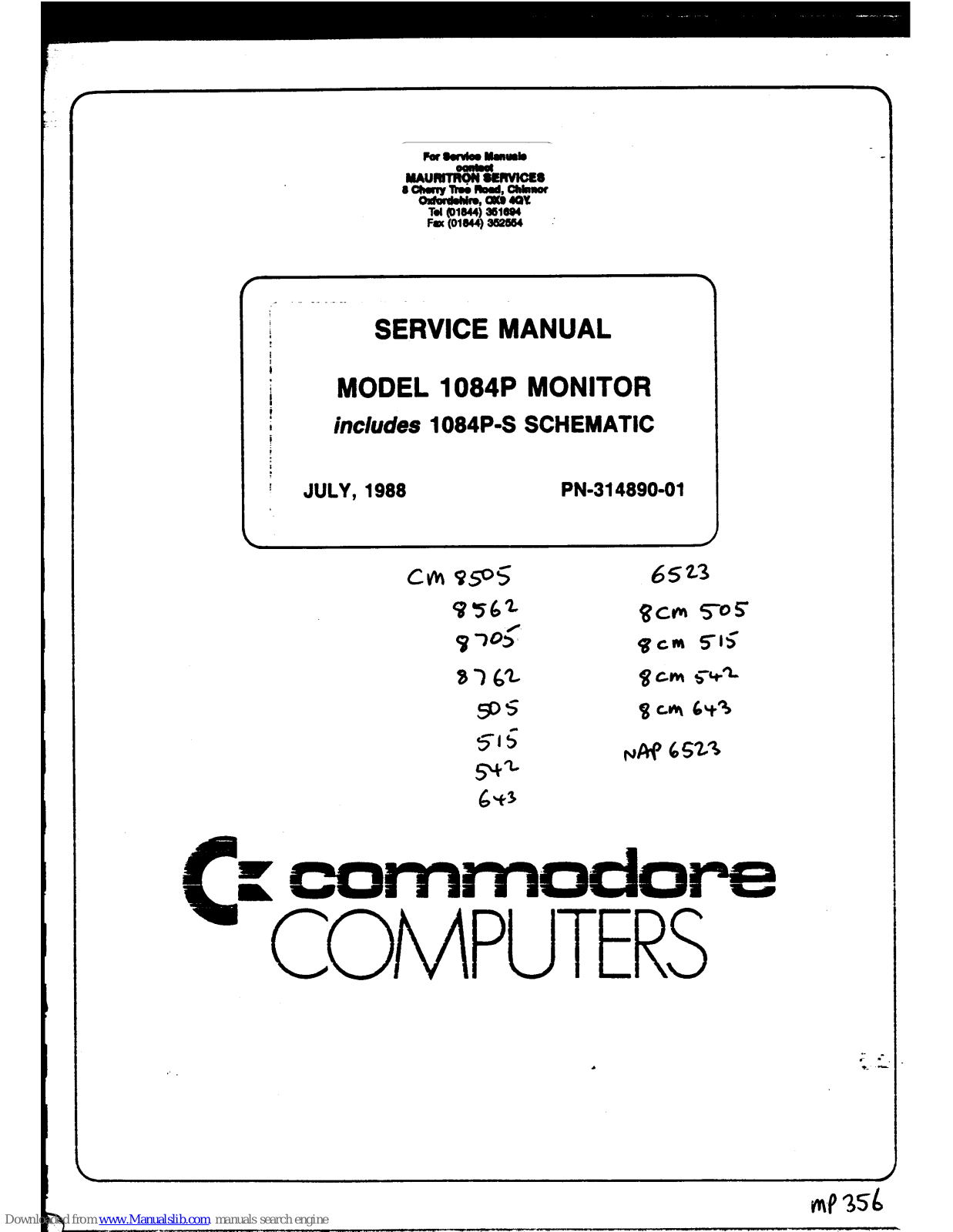 Commodore 1084P Service Manual