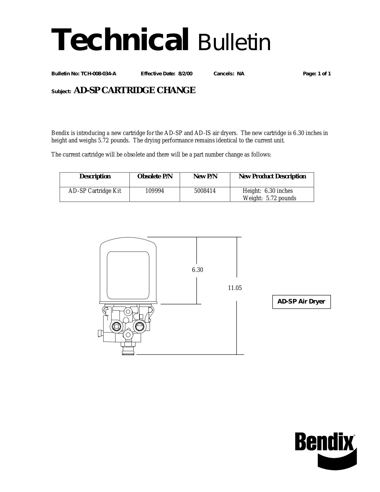 BENDIX TCH-008-034 User Manual