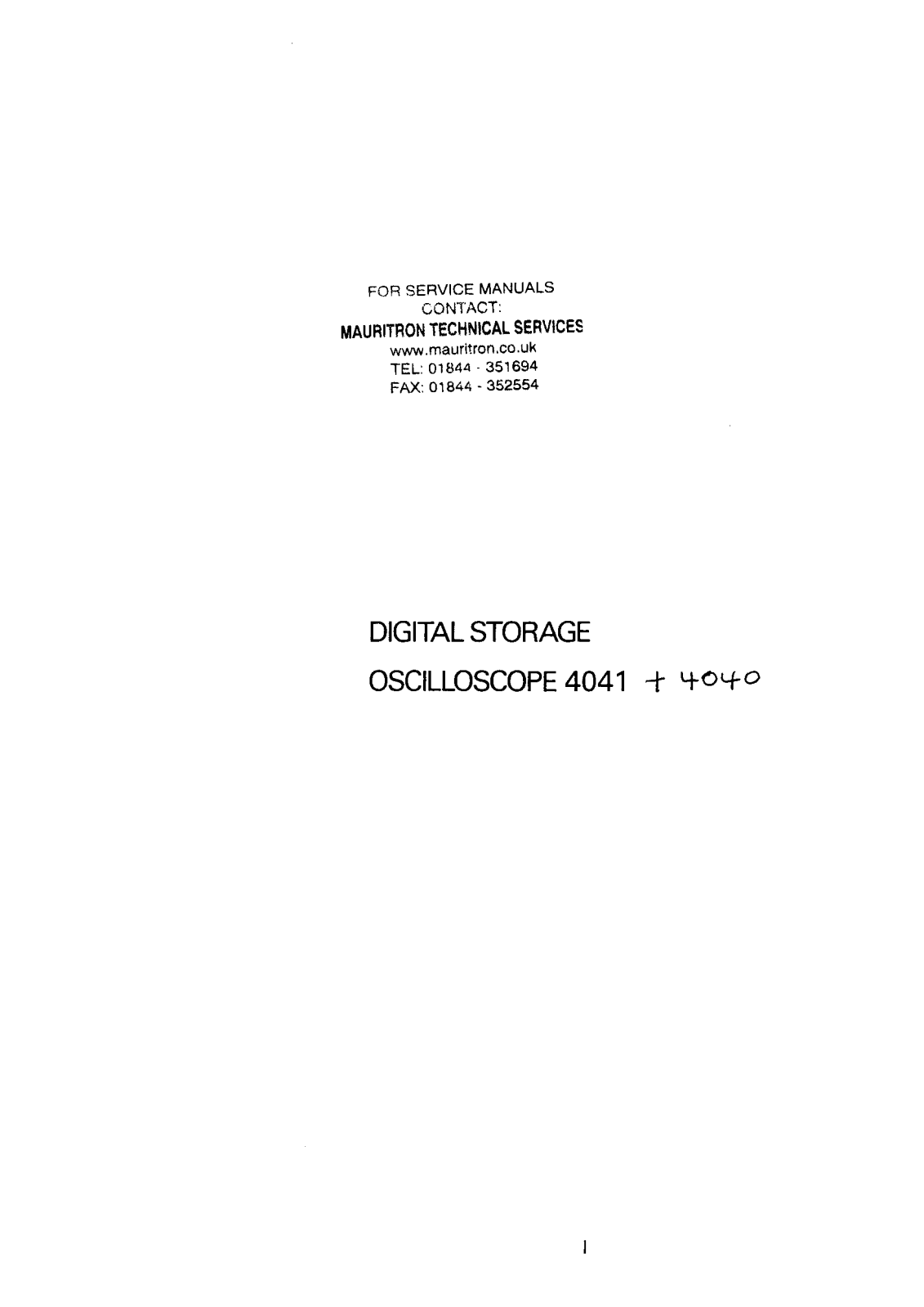 Gould Advance os-4041, os4040 Service Manual