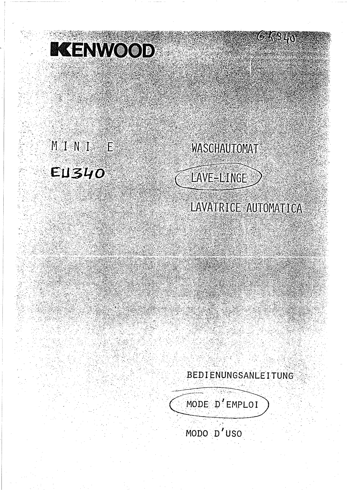 KENWOOD MINI E EU 340 User Manual