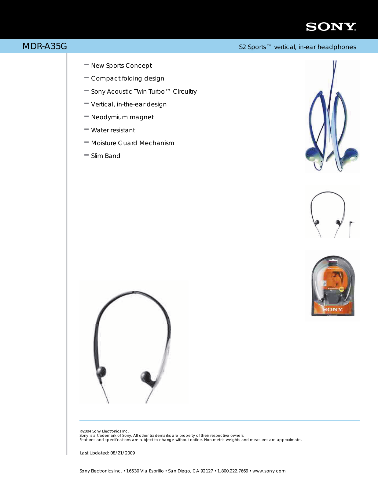 Sony MDR-A35G User Manual