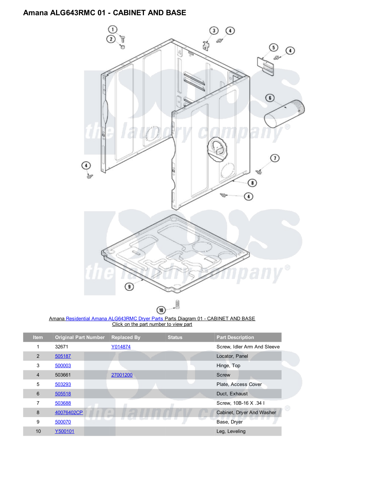 Amana ALG643RMC Parts Diagram