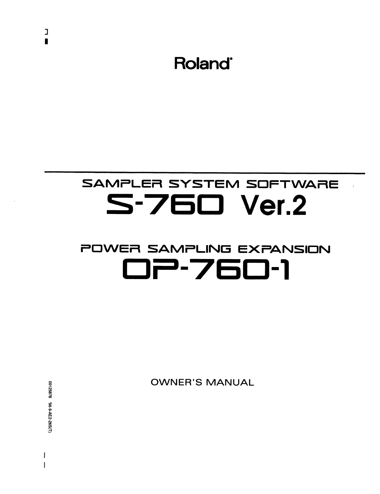 Roland SP 760 V2, OP 760 1 Service Manual