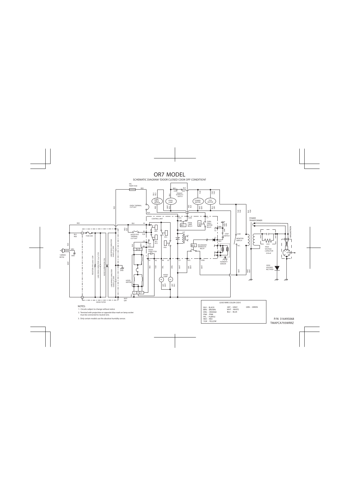 Frigidaire FGMV173KB, FGMV173KQ, FGMV173KW, FGMV174KM, FGMV174KF Wiring Diagram