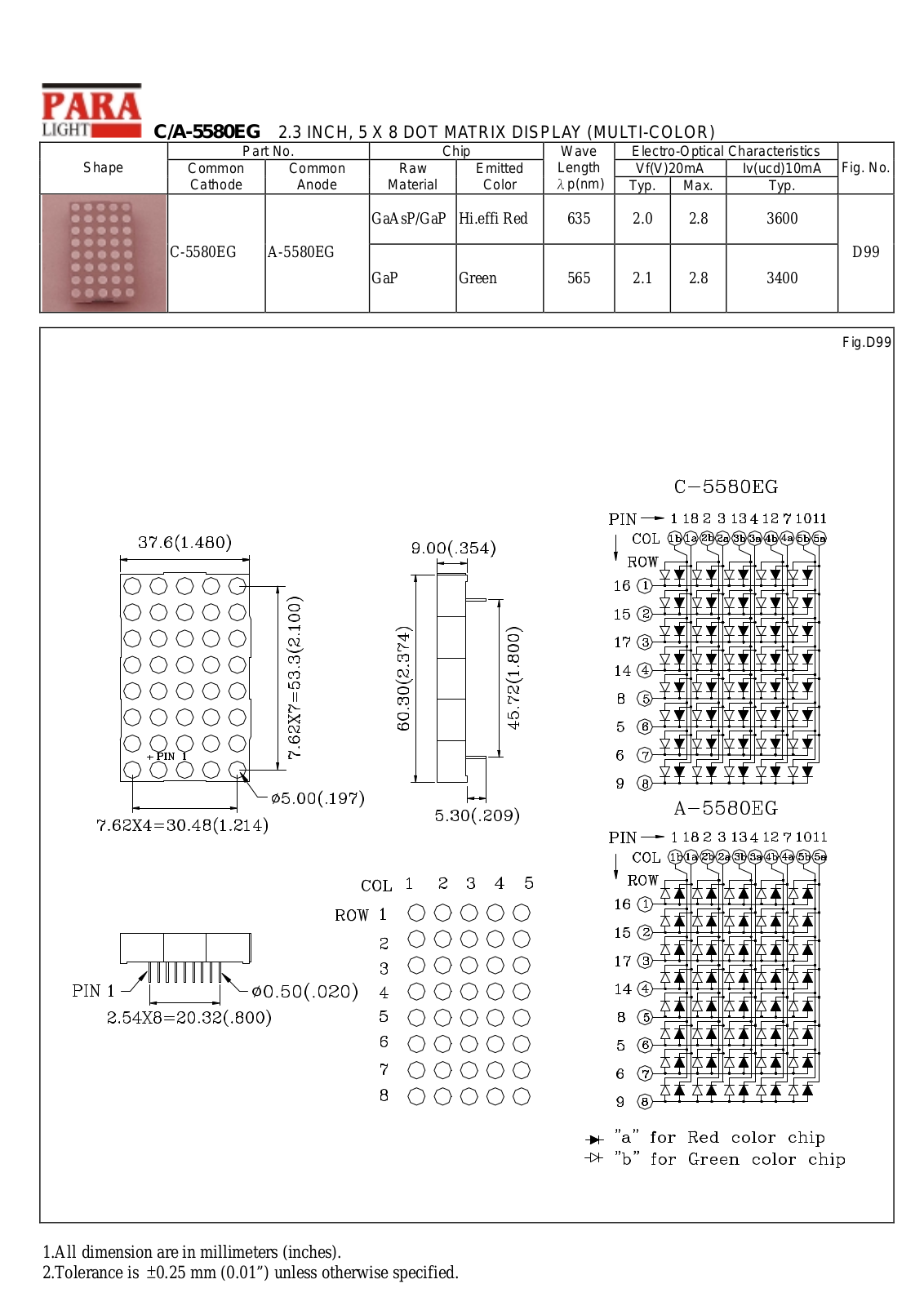 PARA C-5580EG, A-5580EG Datasheet