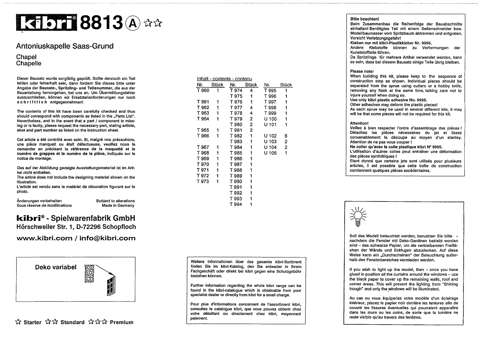 Kibri 8813 User Manual