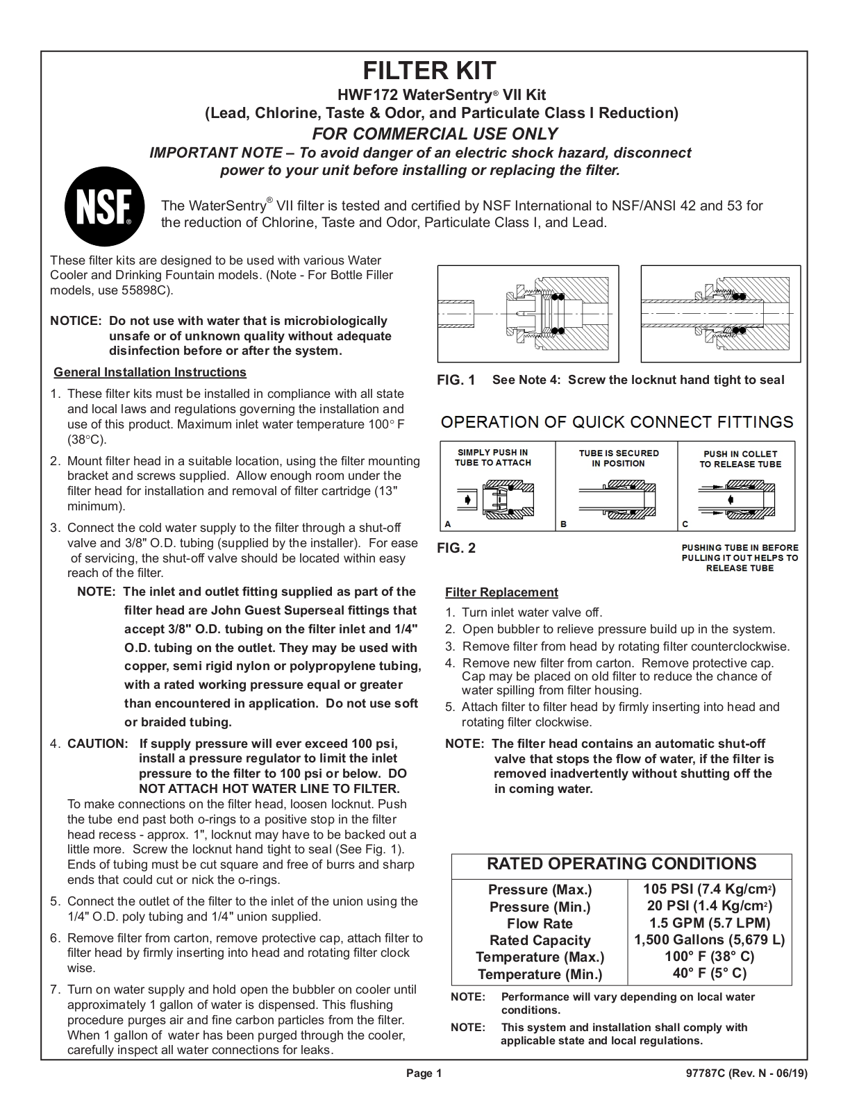 Halsey Taylor HWF172 Owners Manual