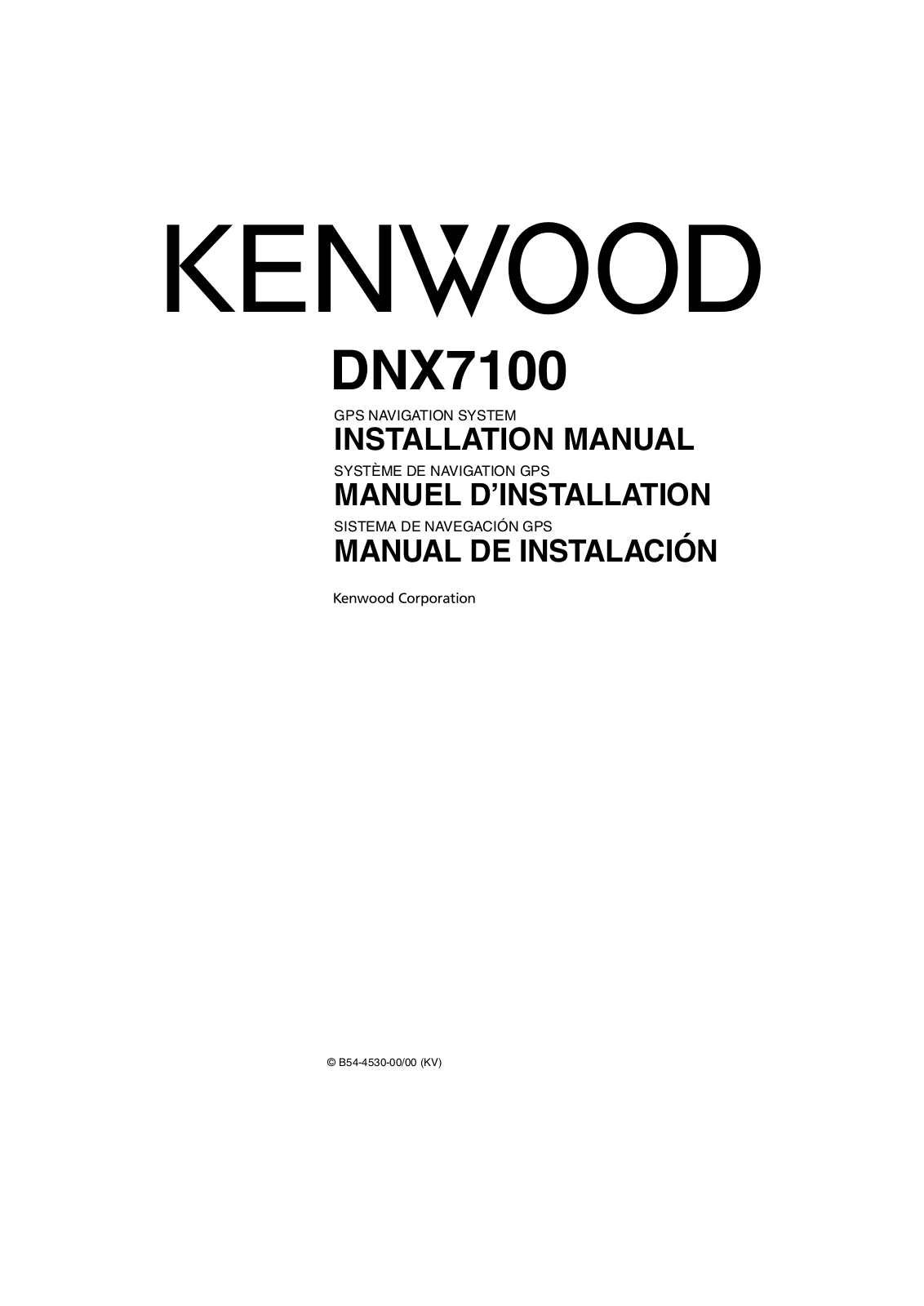 KENWOOD DNX7100 User Manual