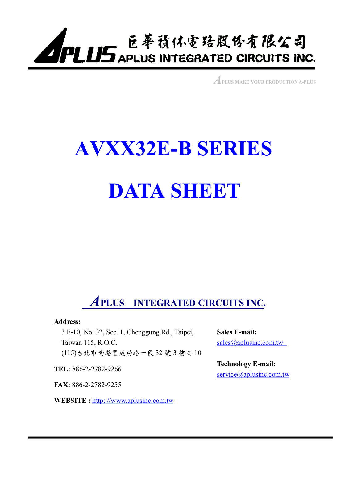 APLUS AV8732E, AV6532E, AV4332E, AV3232E, AV2132E Datasheet