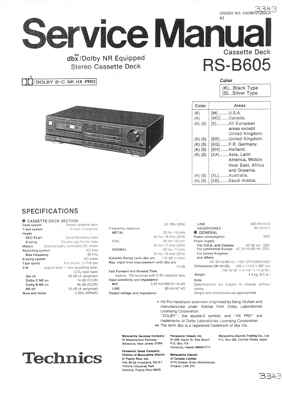 Technics RS-B-605 Service Manual