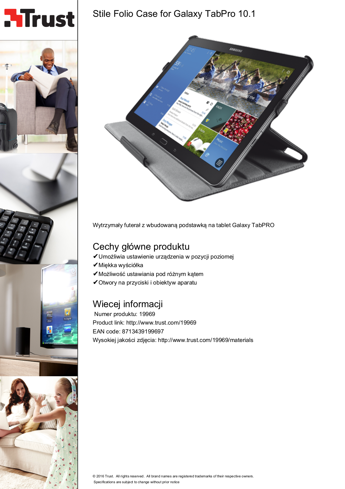 Trust Stile Folio Case for Galaxy TabPro 10.1 User Manual