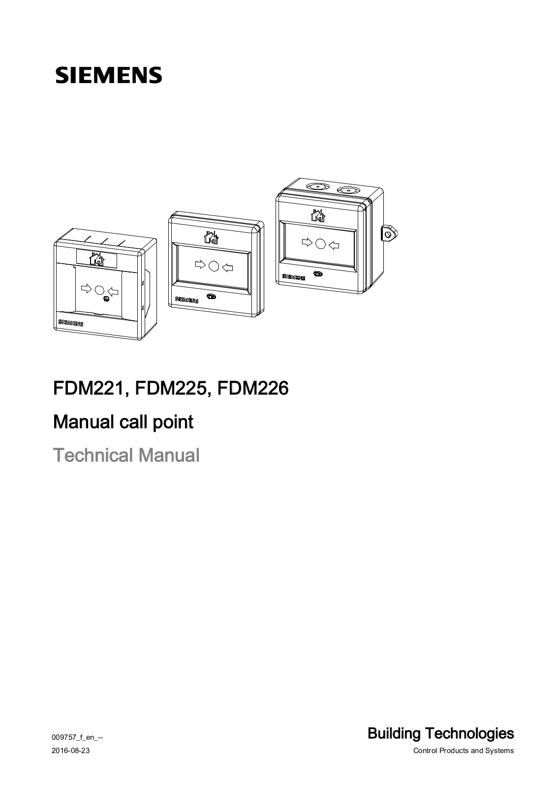 Siemens FDM221, FDM226, FDM225 Technical Manual