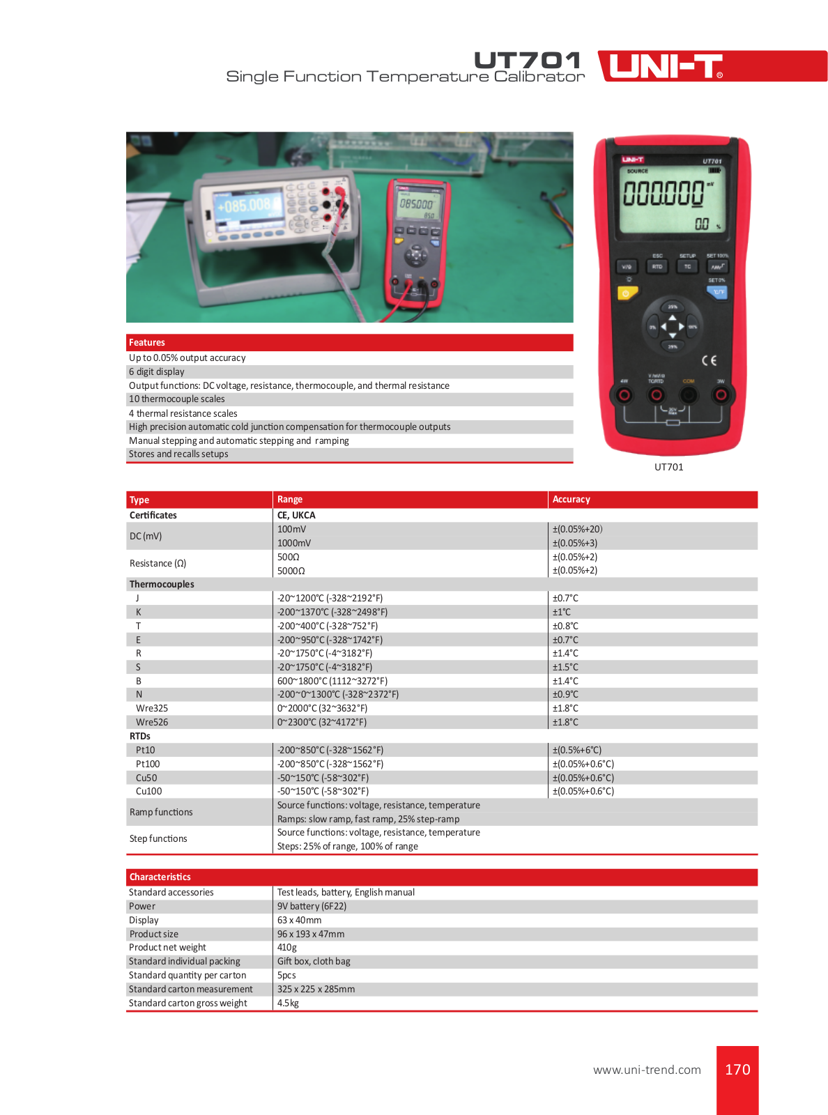 Datasheet UT-701 Specification - ManualMachine.com