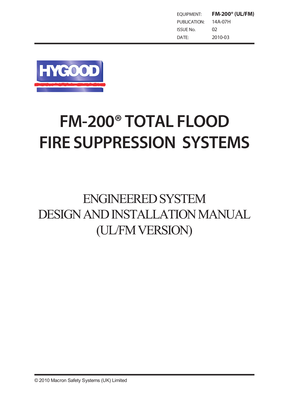 Hygood FM-200 Installation Manual