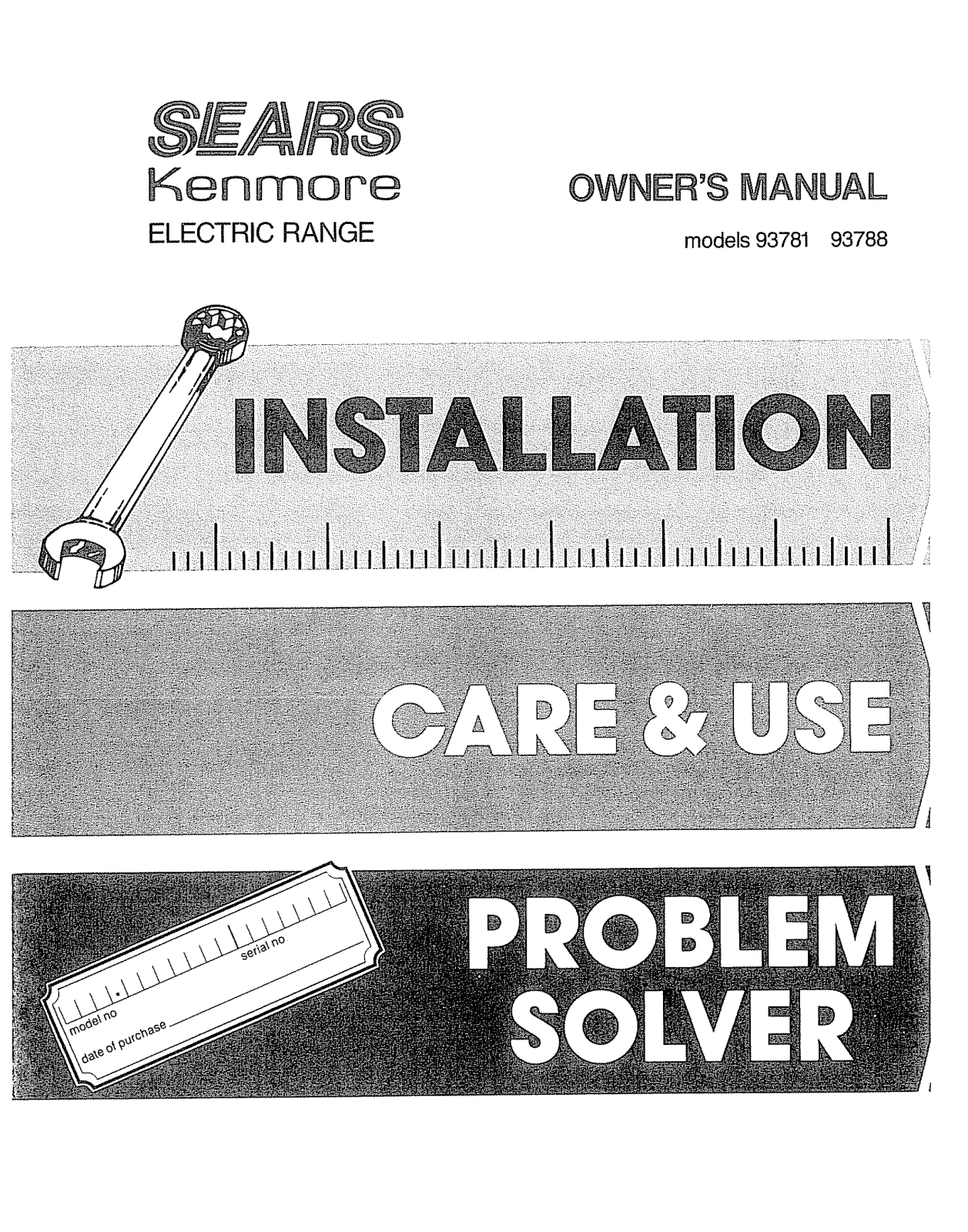 Kenmore 3639378880, 3639378810 Owner’s Manual
