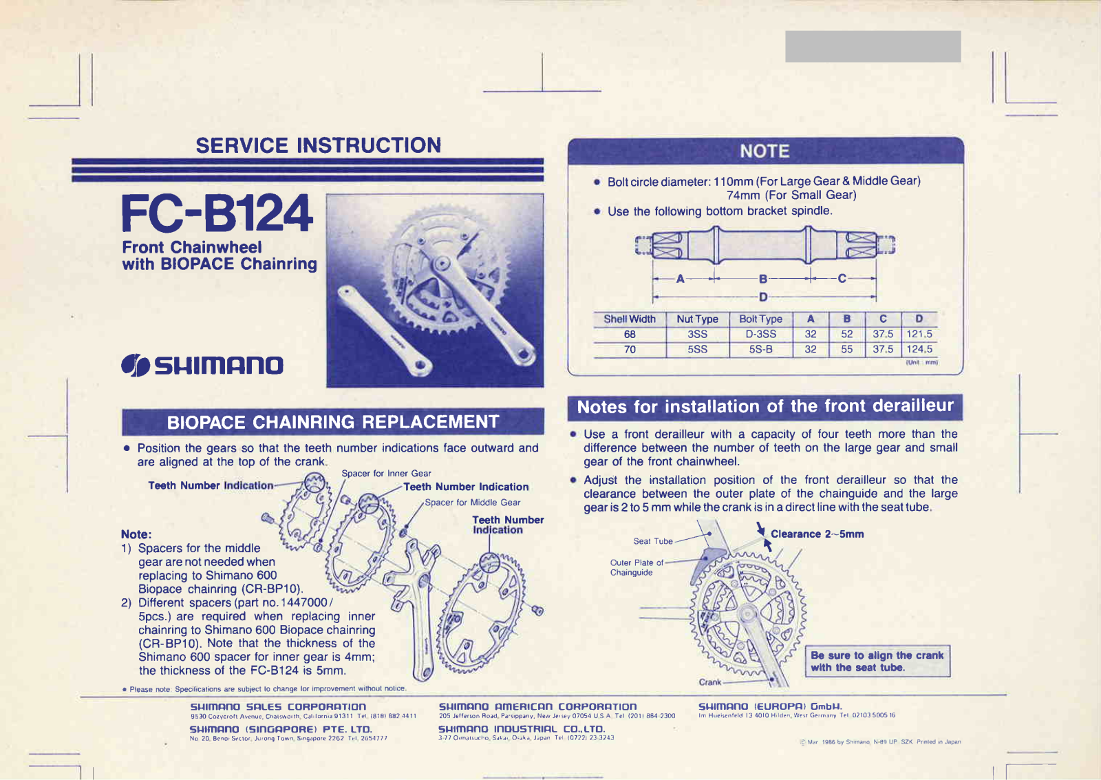 Shimano FC-B124 Service Instructions - ManualMachine.com