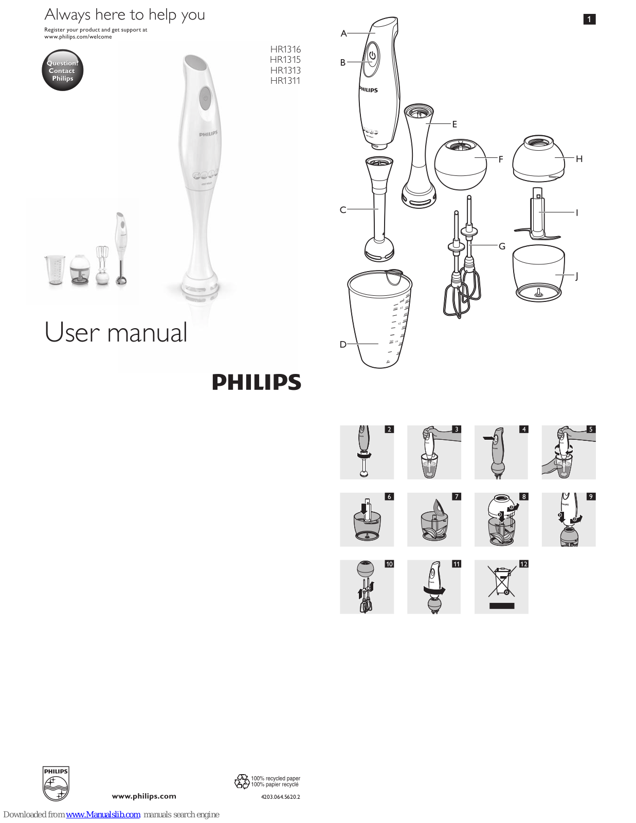 Philips HR1316, HR1315, HR1313, HR1311 User Manual