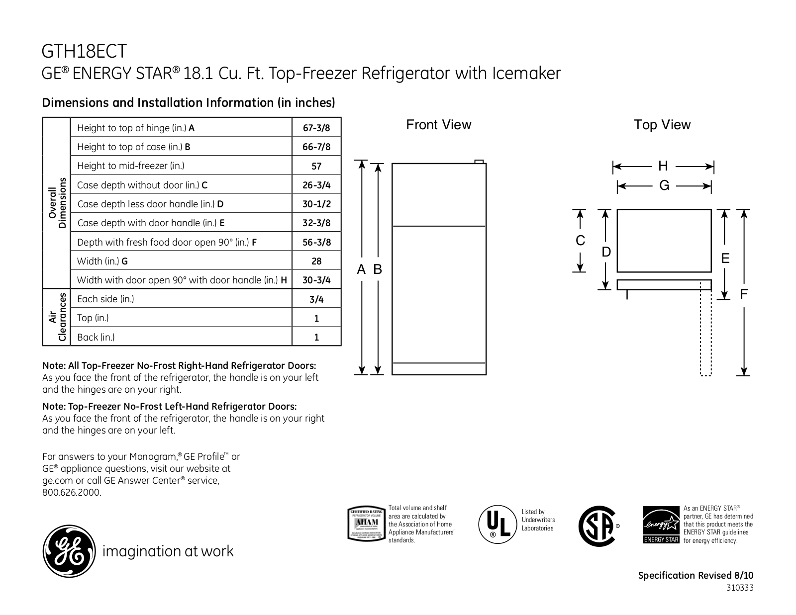 General Electric GTH18ECTWW User Manual