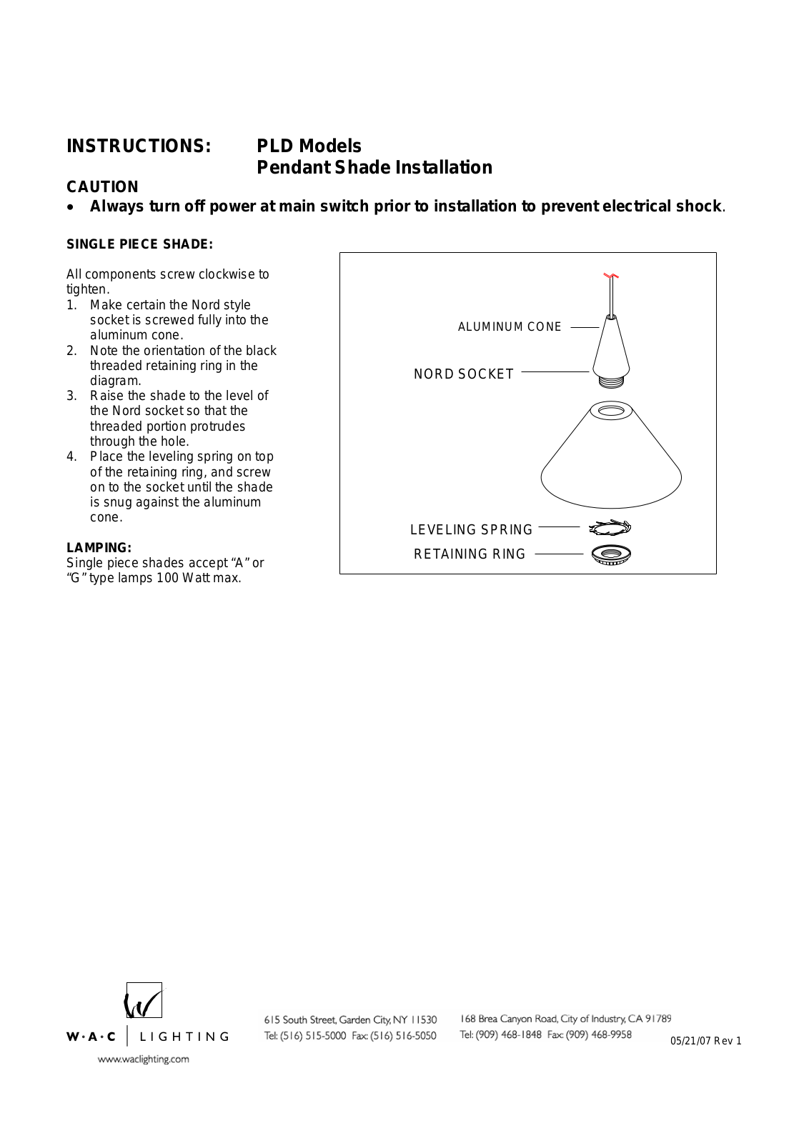 WAC Lighting WAC7496 Installation & Assembly - ManualMachine.com