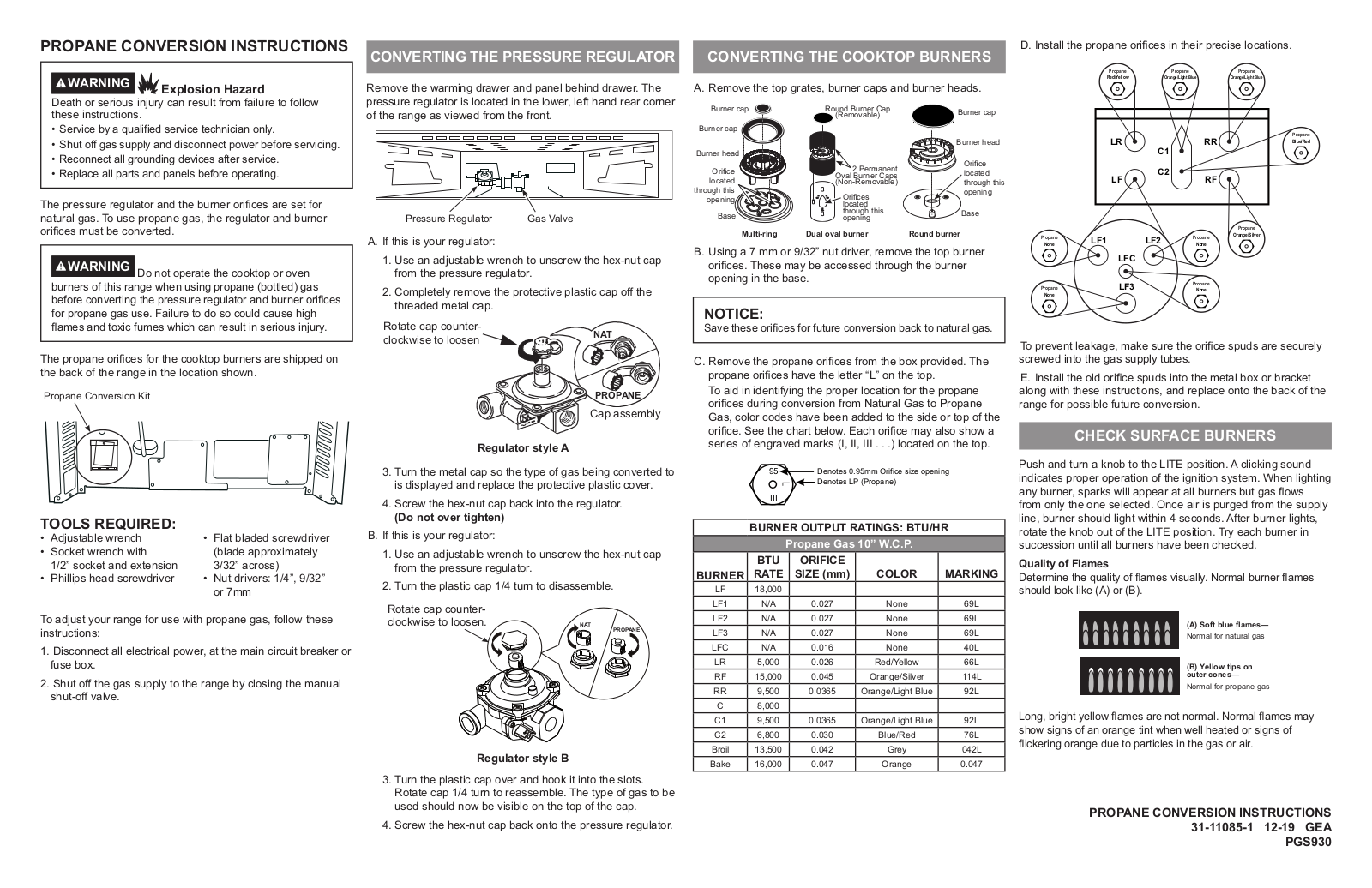GE PGS930YPFS, PGS930BPTS LP Conversion Kit - ManualMachine.com