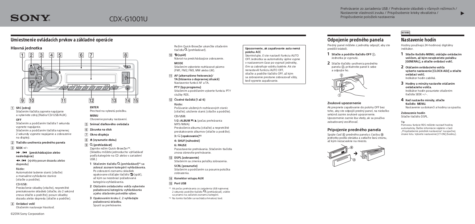 Sony CDX-G1001U Getting Started Guide