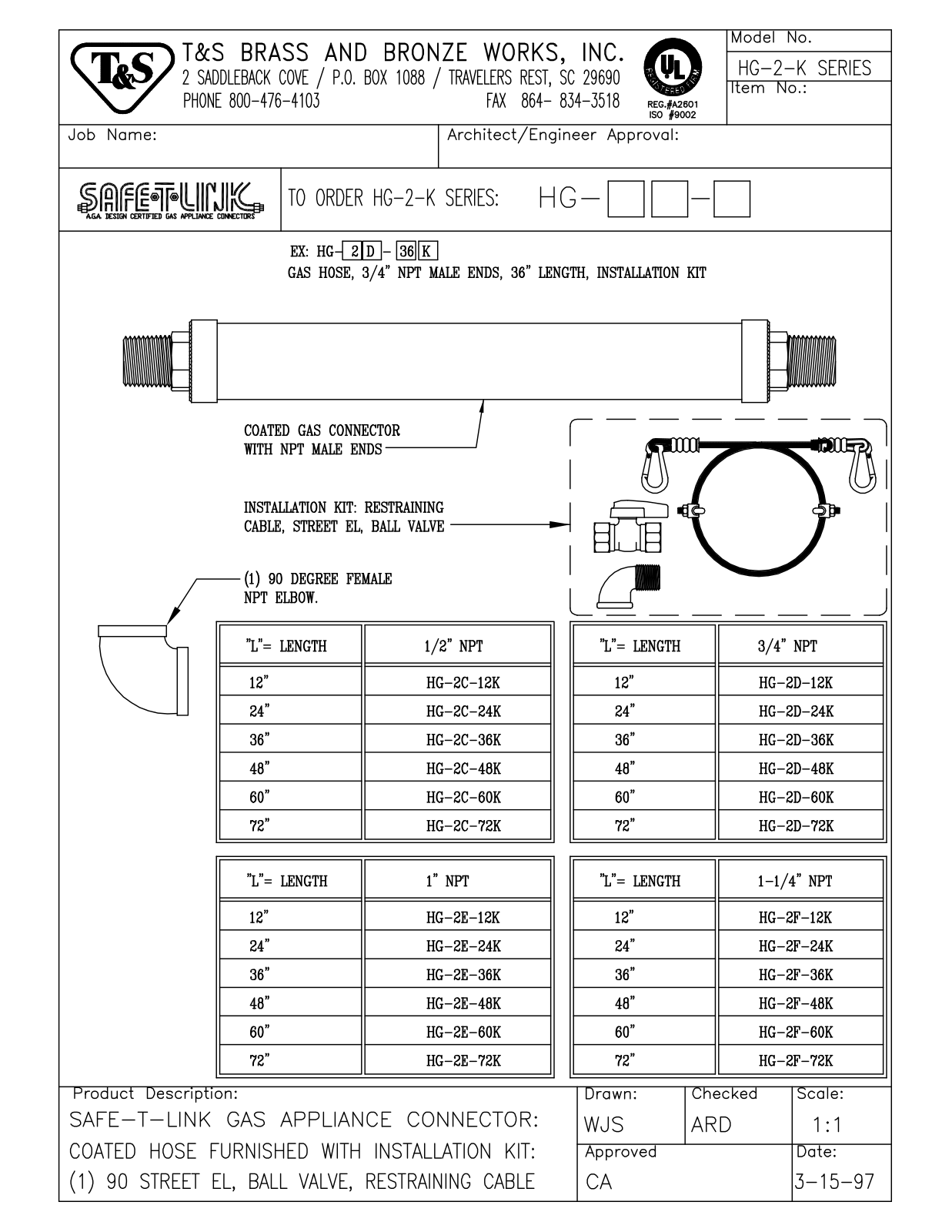 T&S Brass HG-2C-12K User Manual