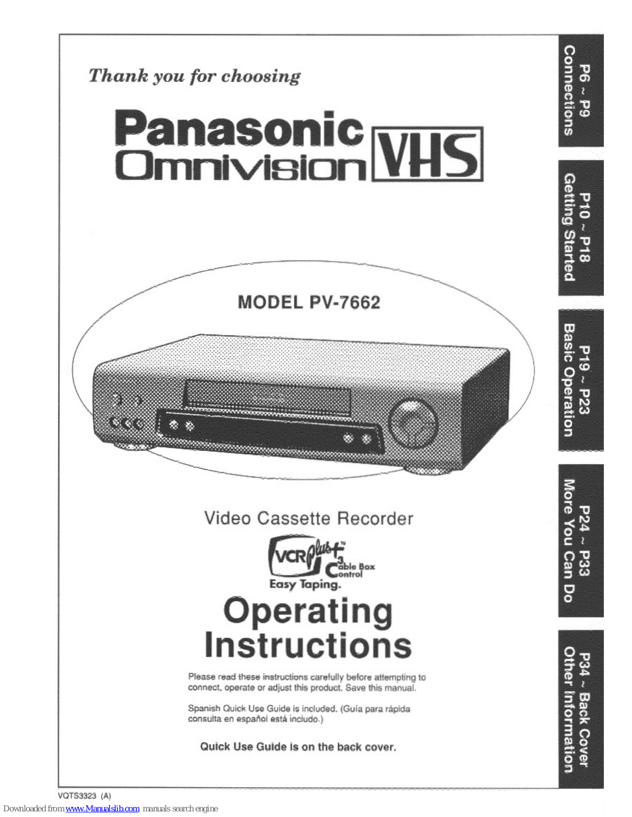 Panasonic Omnivision PV-7662 Operating Instructions Manual