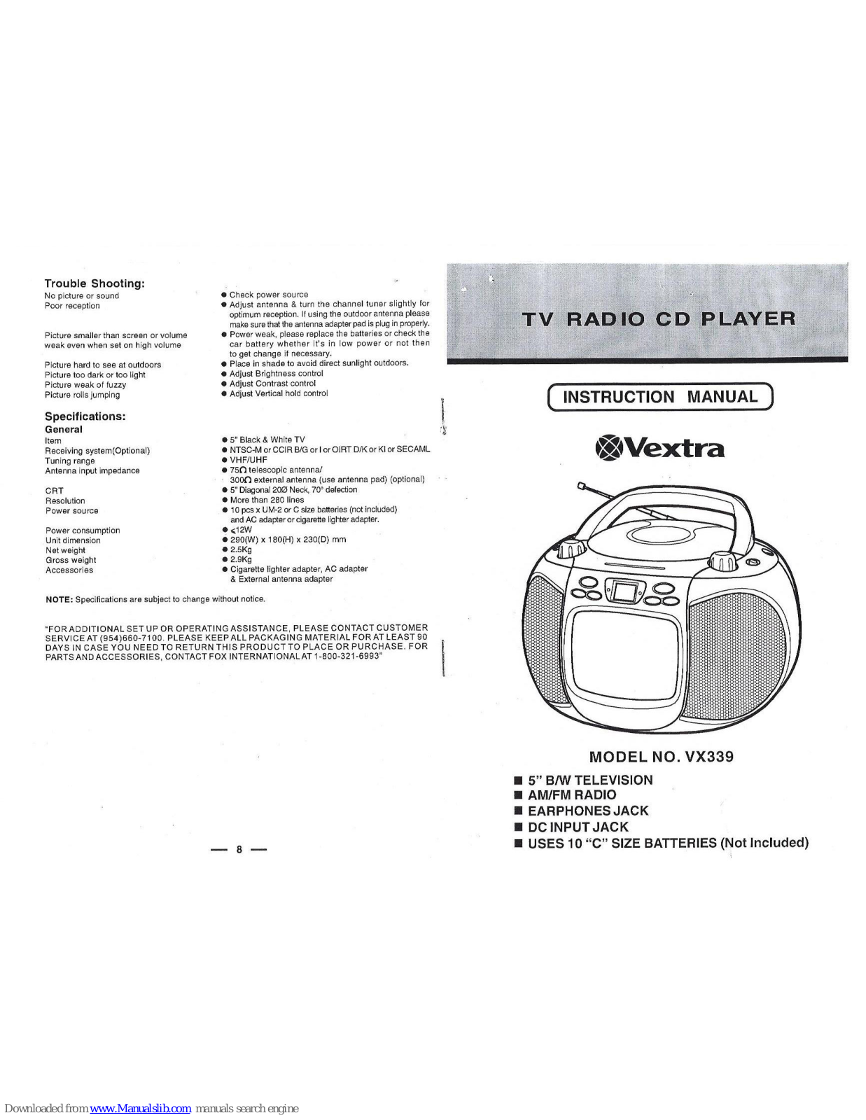 Vextra VX339 Instruction Manual