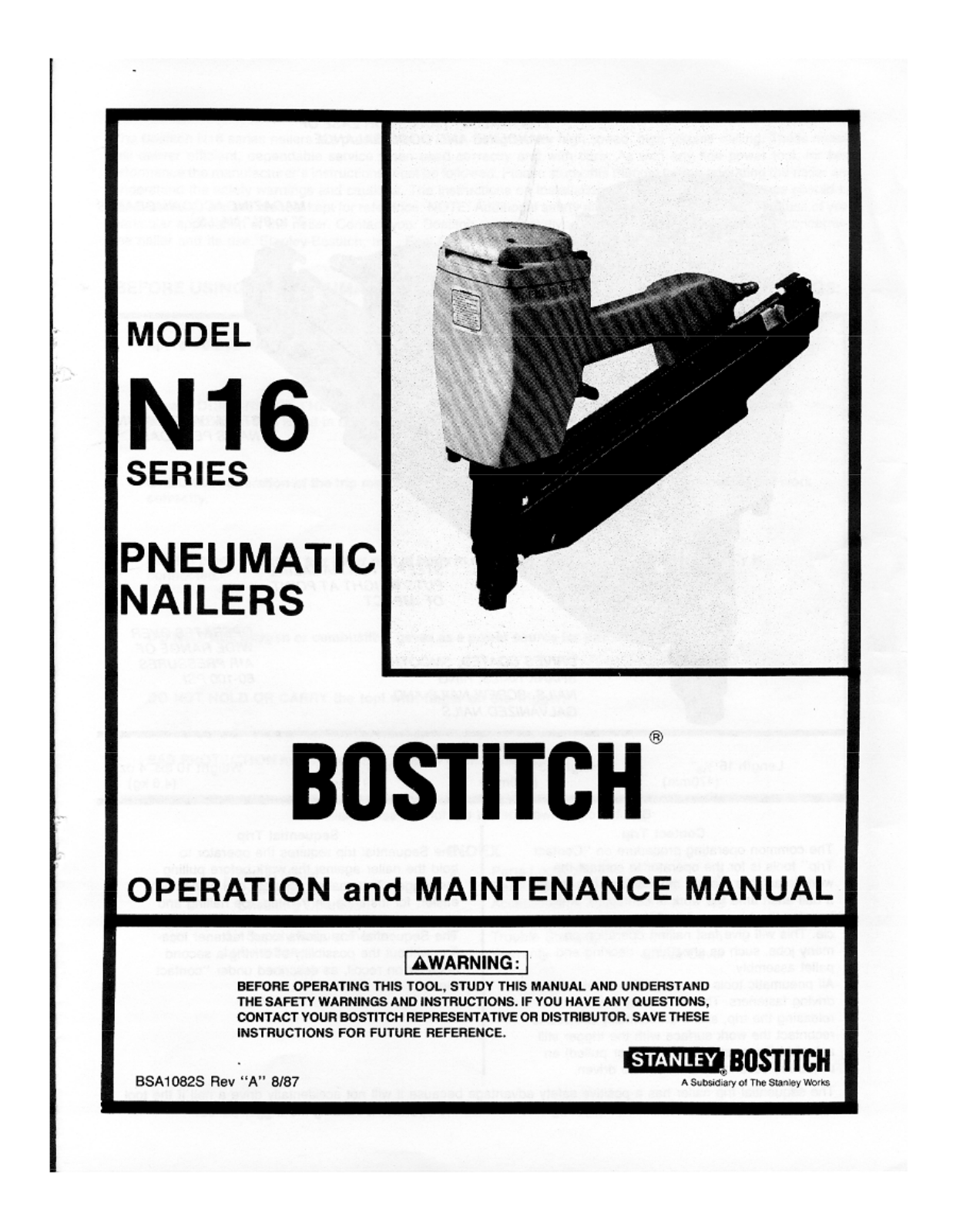 Bostitch N16 User Manual