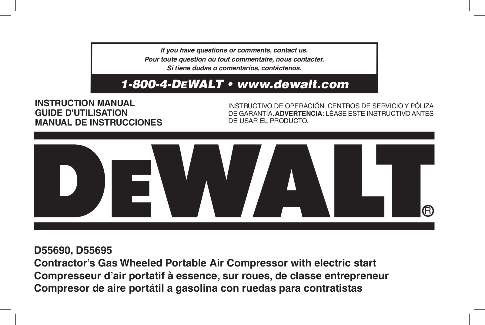 DeWalt D55690, D55695 User Manual