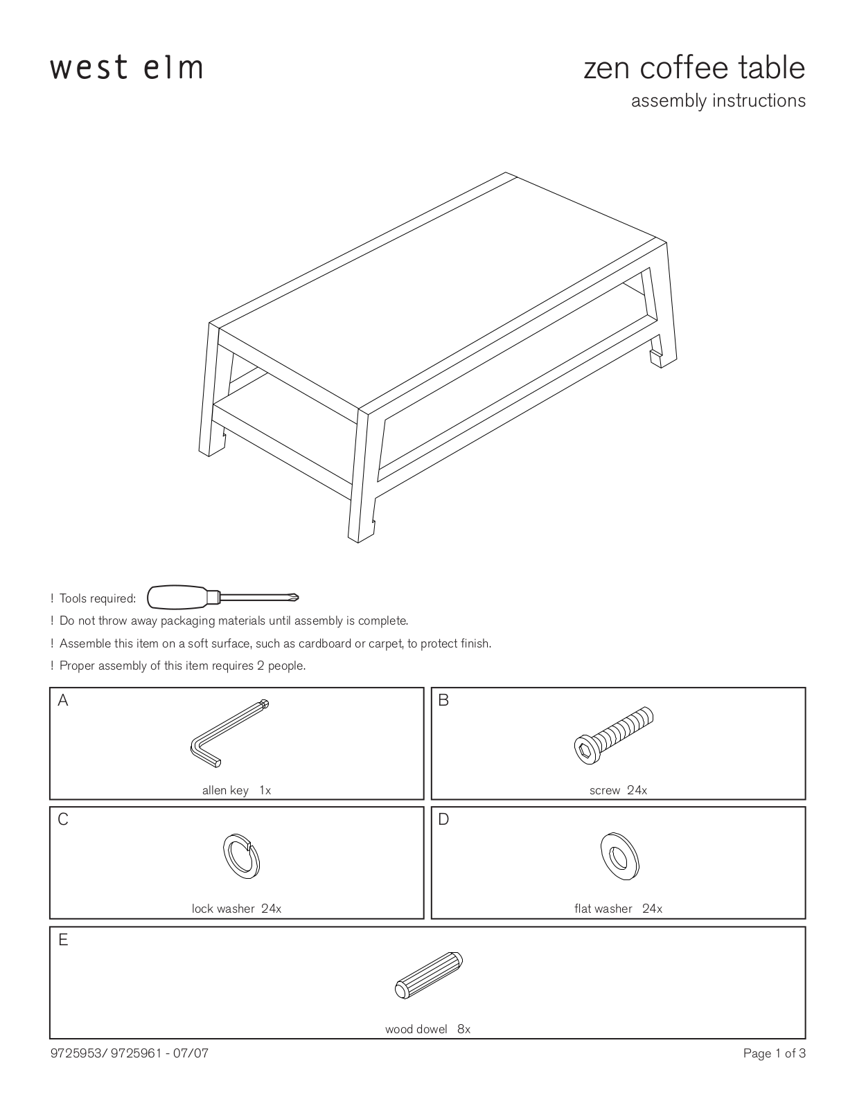 West Elm Zen Coffee Table Assembly Instruction