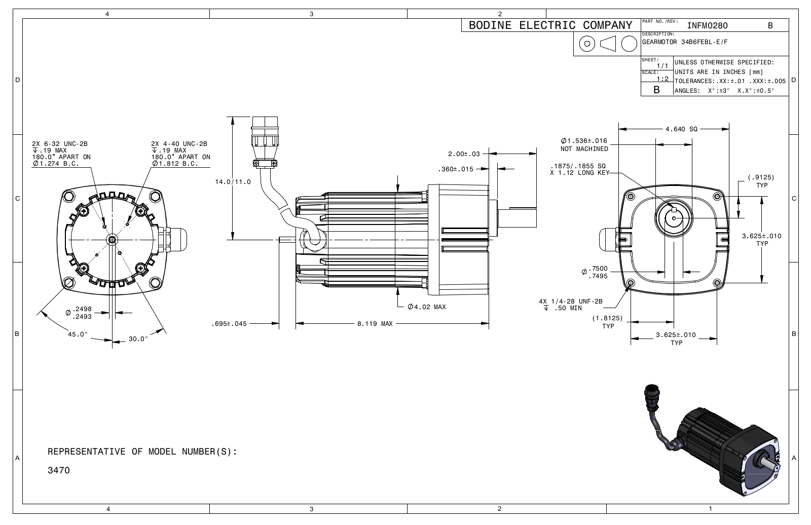 Bodine 3470 Reference Drawing