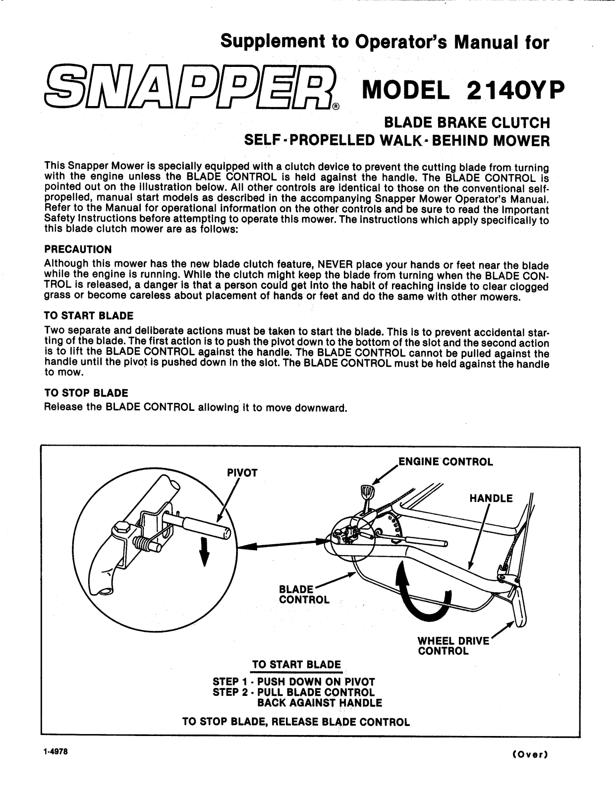 Snapper 2140YP User Manual