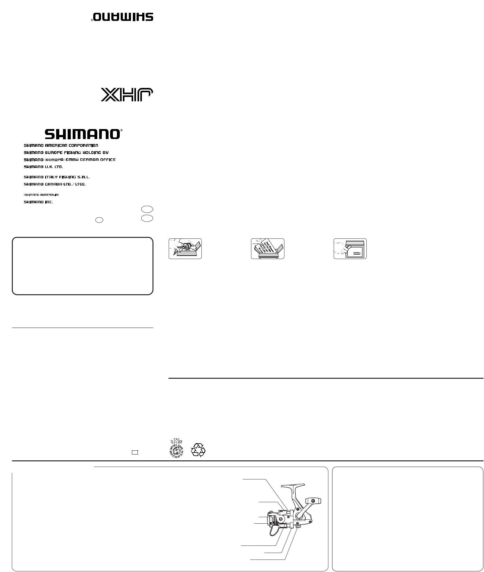 Shimano JHX 6000F, JHX 4000F, JHX 1000F, JHX 2000F User Manual