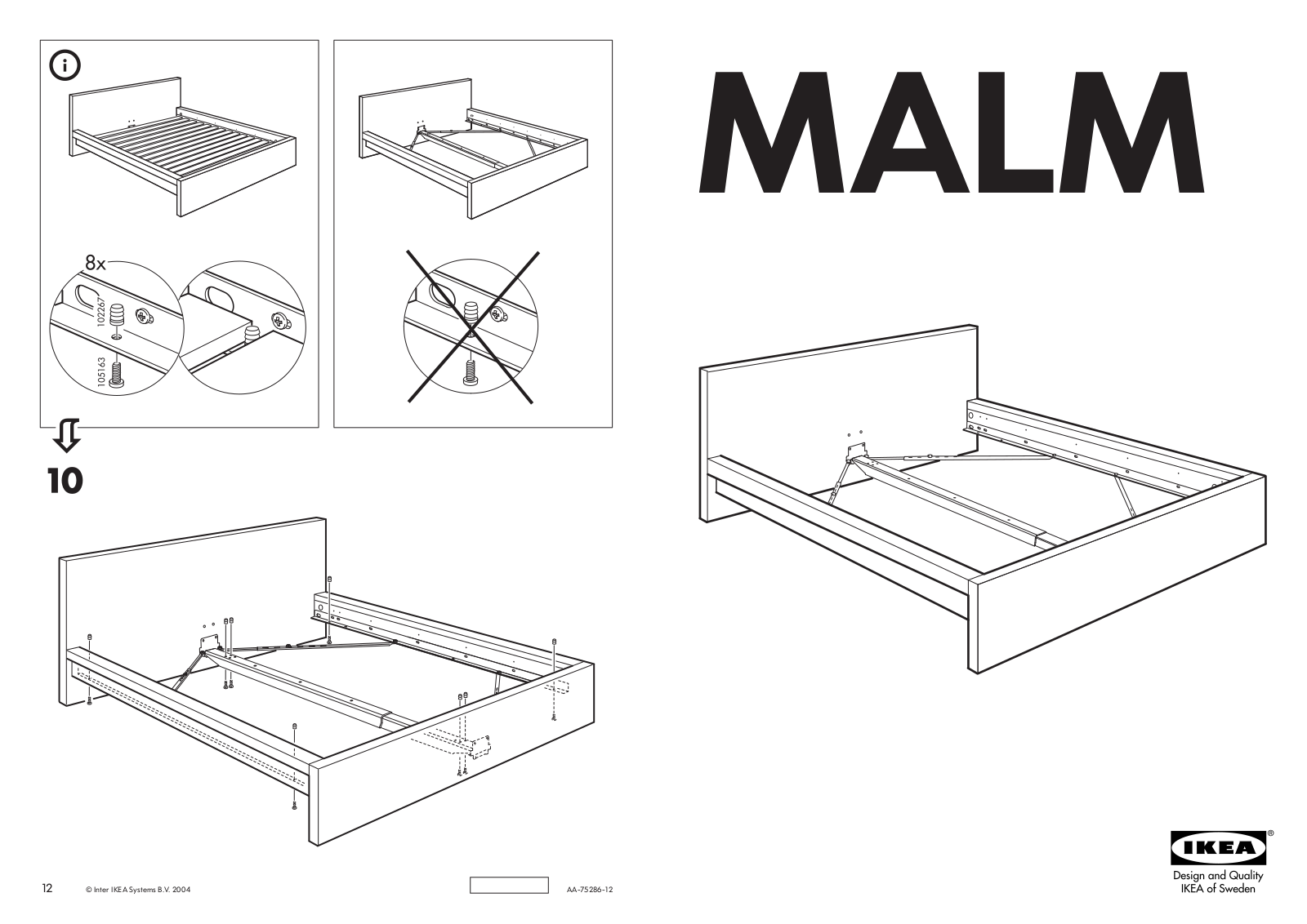 IKEA MALM BED FRAME KING, MALM BED FRAME FULL-DOUBLE, MALM BED FRAME QUEEN Assembly Instruction
