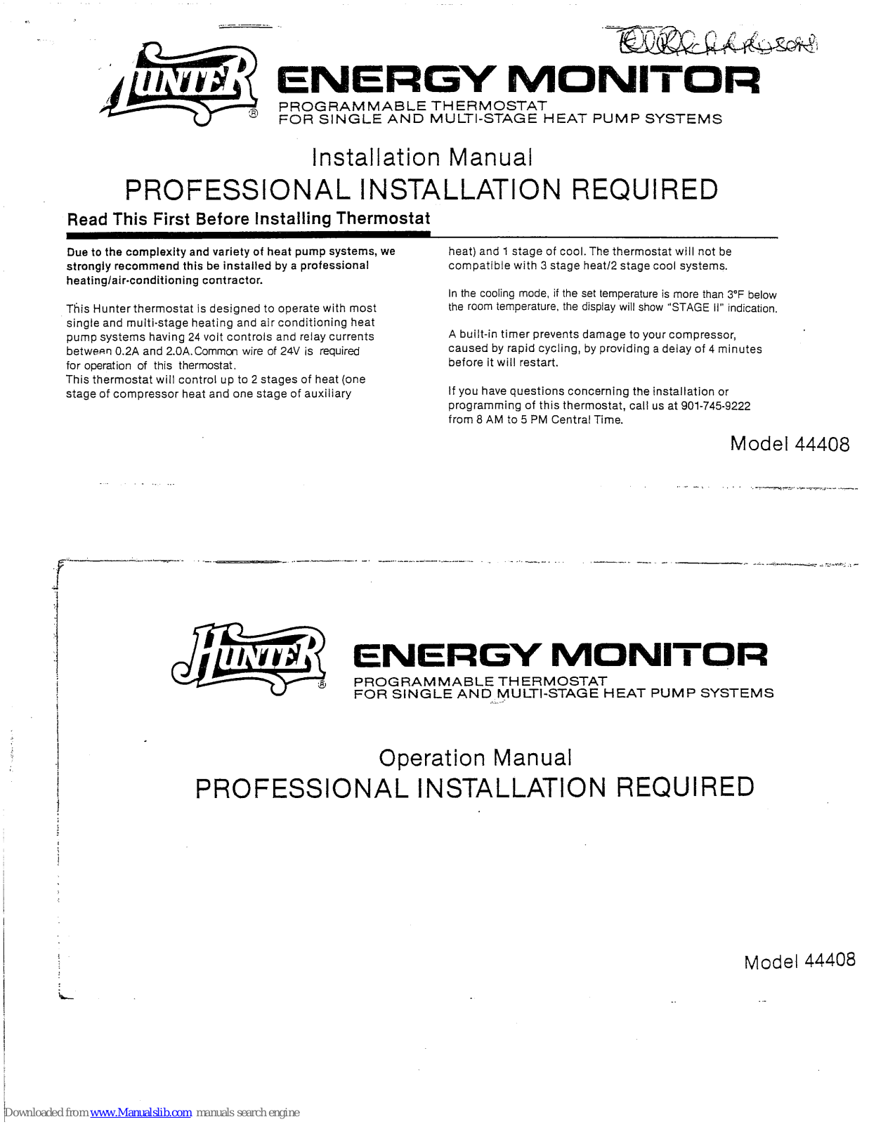Hunter 44408 Installation Manual - ManualMachine.com