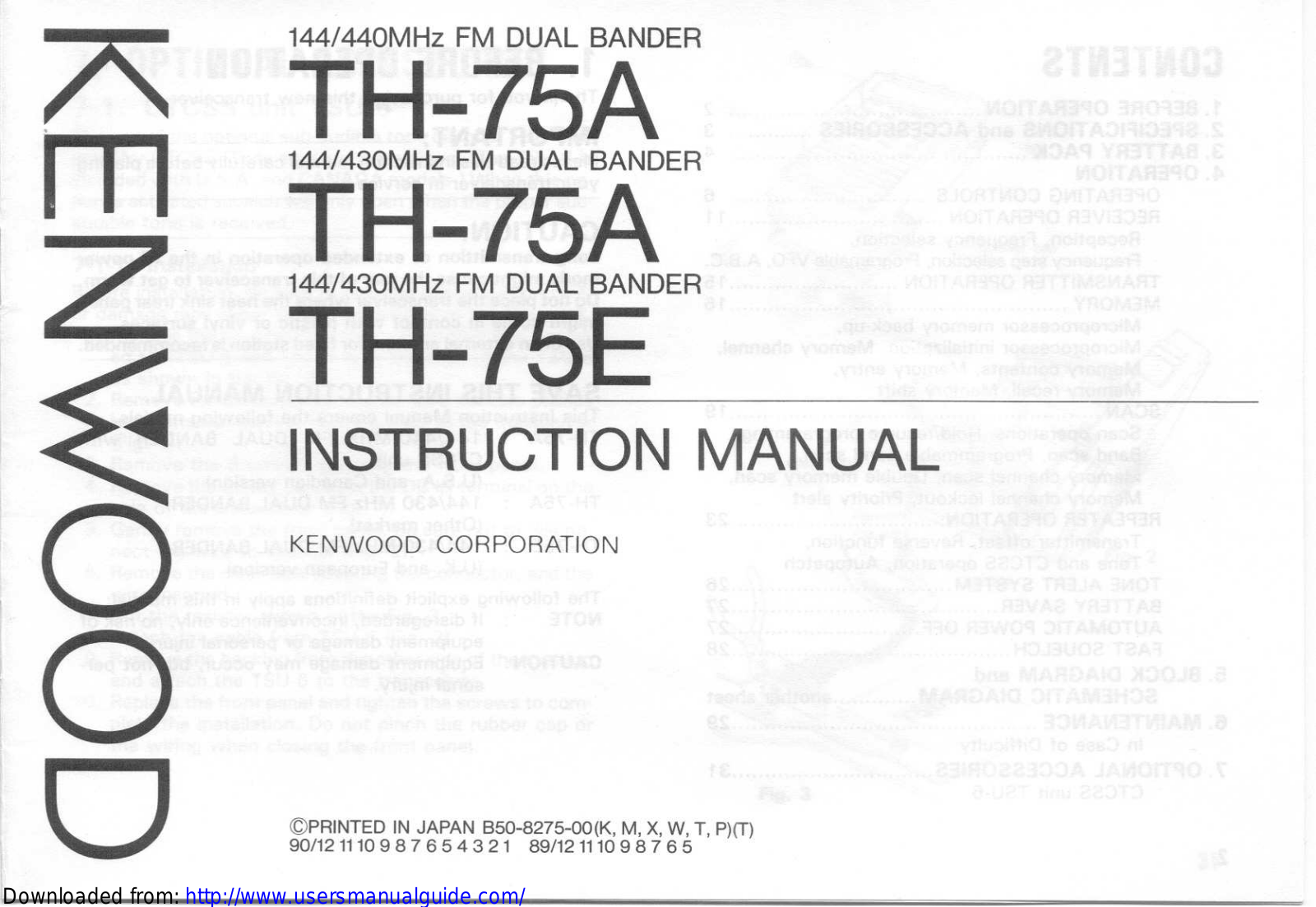 KENWOOD TH-75E User Manual