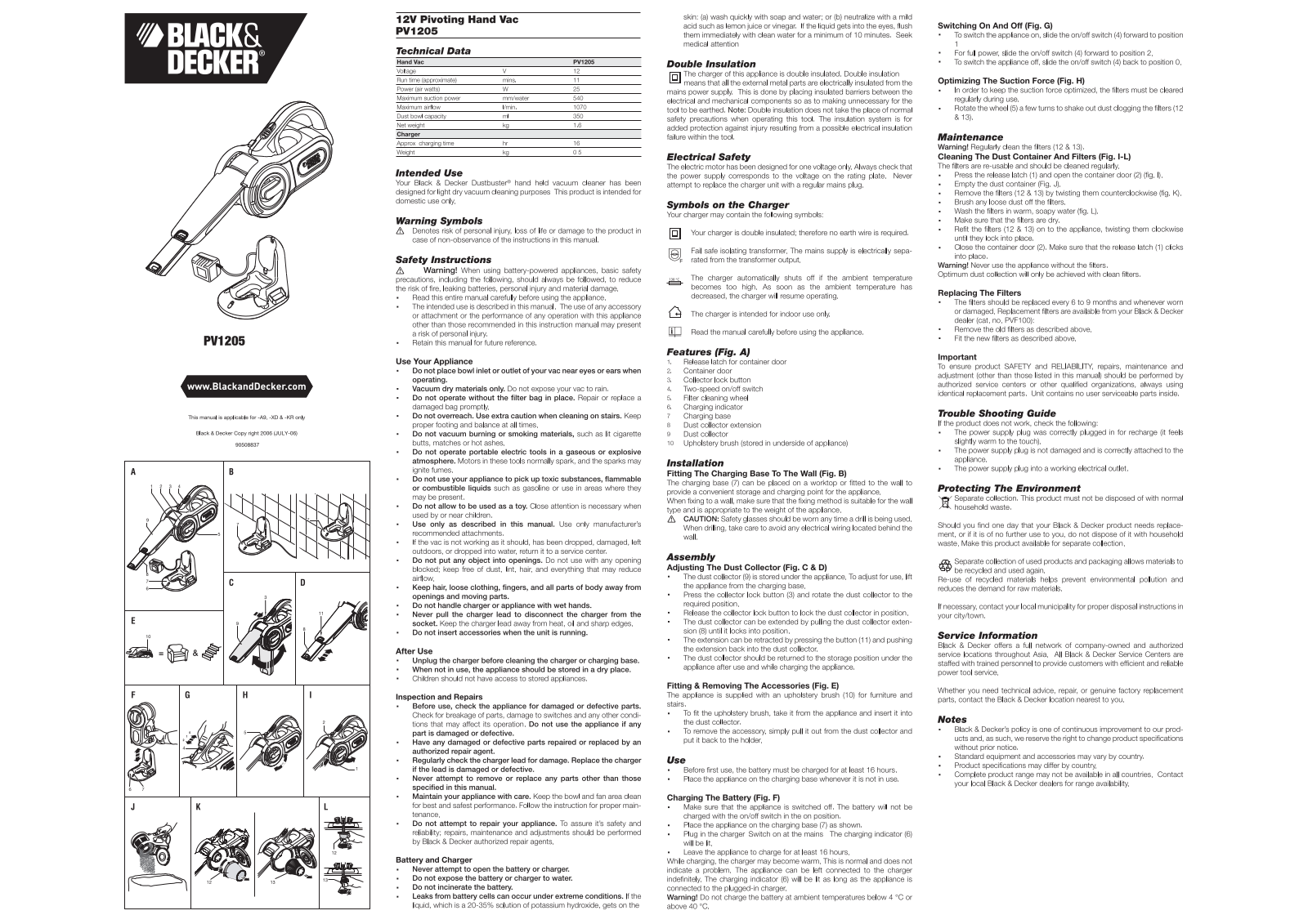 Black & Decker PV1205 User Manual