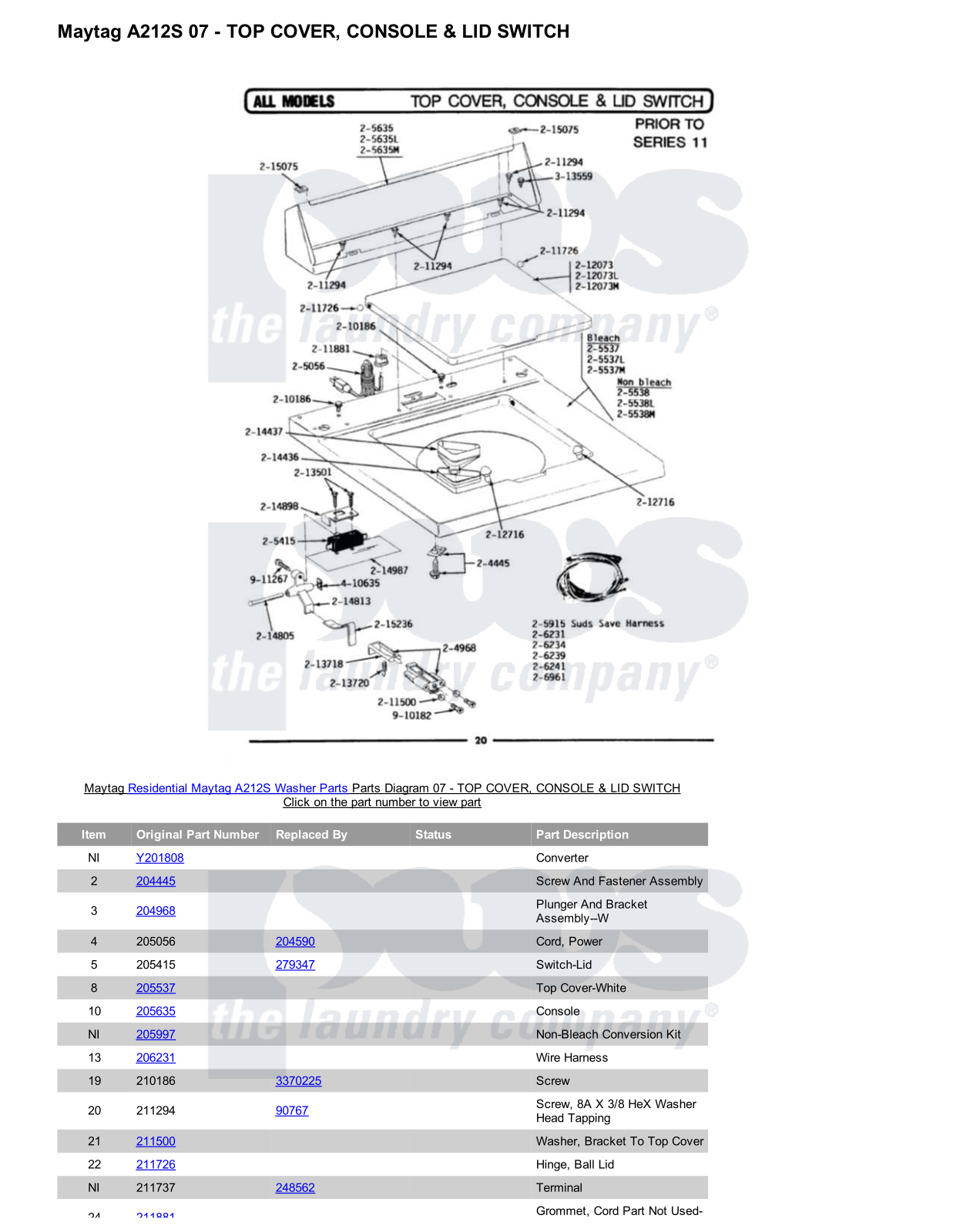 Maytag A212S Parts Diagram