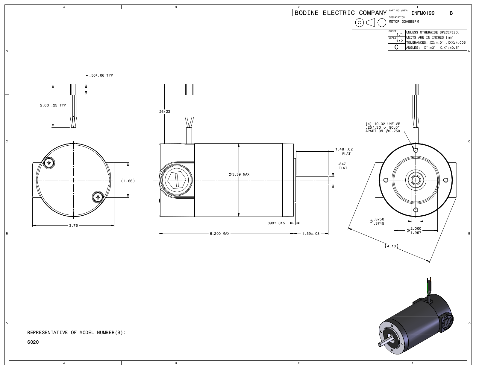 Bodine 6020 Reference Drawing