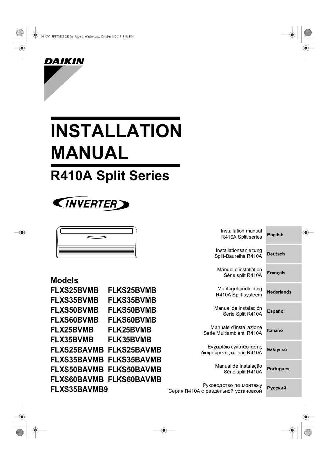 Daikin FLXS-B, FLXS-B9 User manual