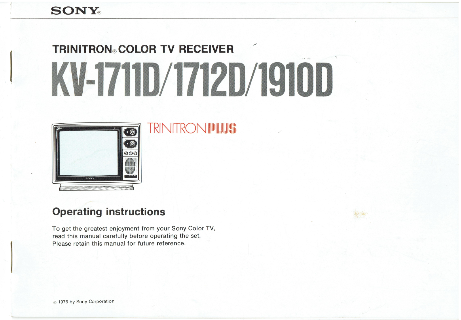 Sony kv-1910d, kv-1711d, kv-1712d User Manual
