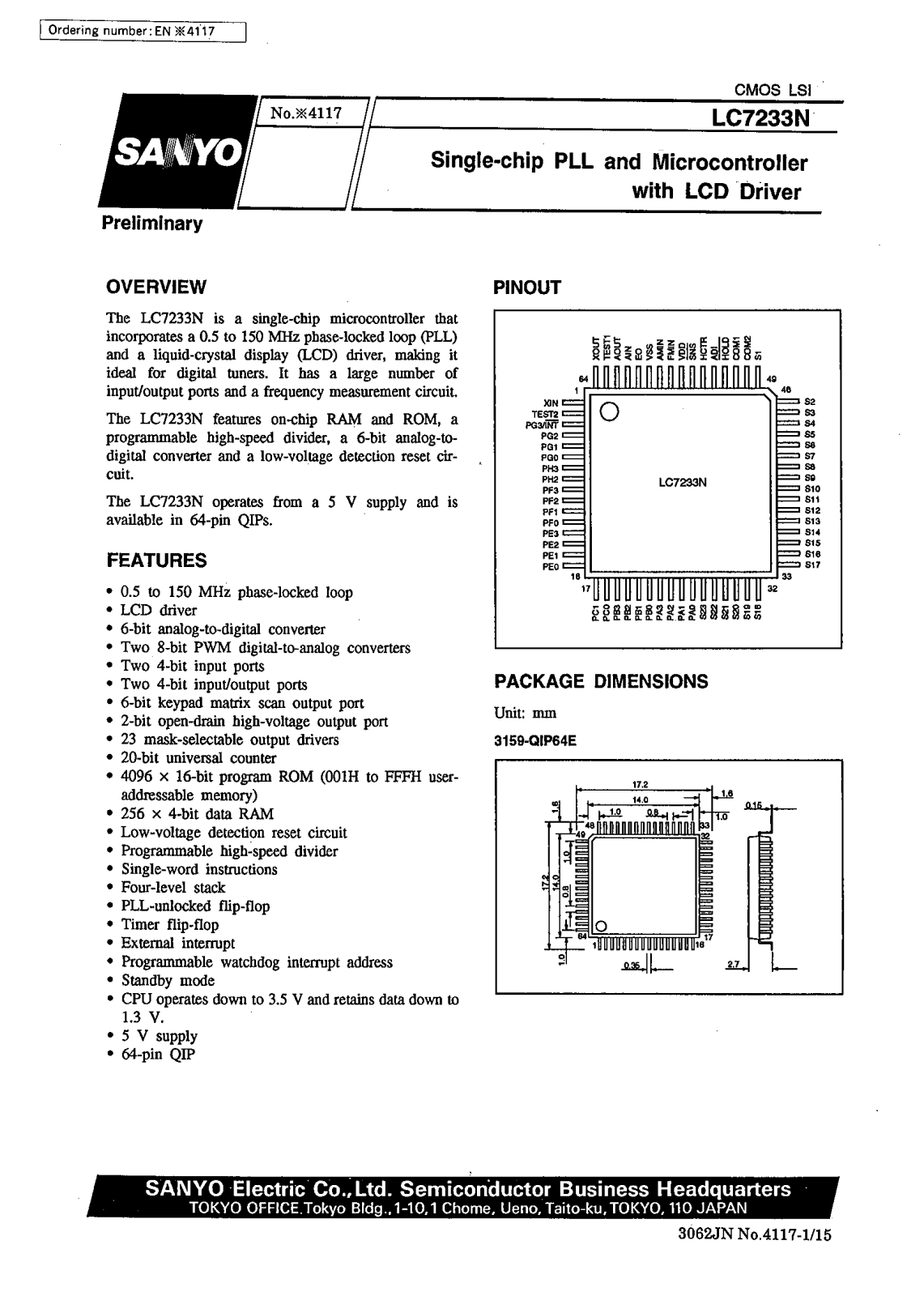 Datasheets LC7233N Datasheet - ManualMachine.com