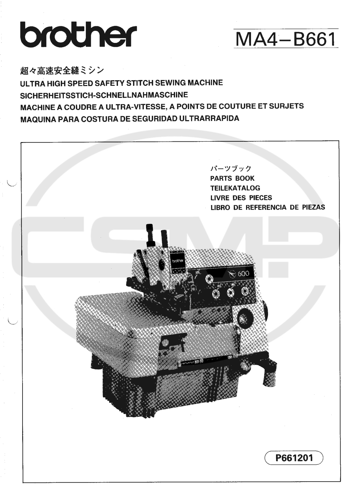 Brother MA4 B661 Parts Book