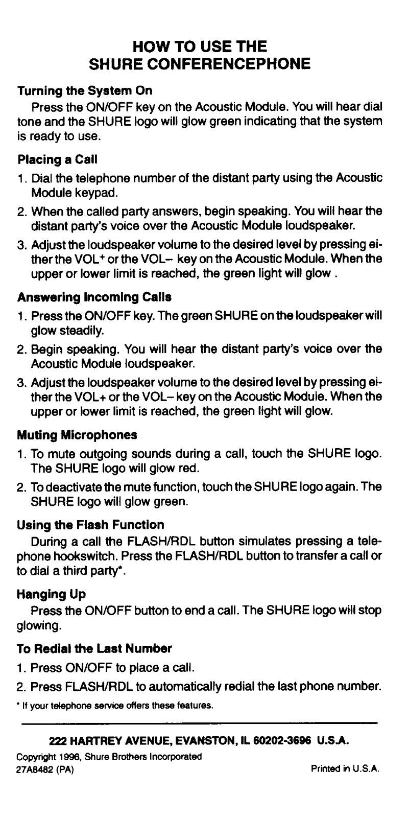 Shure ST350 Instruction