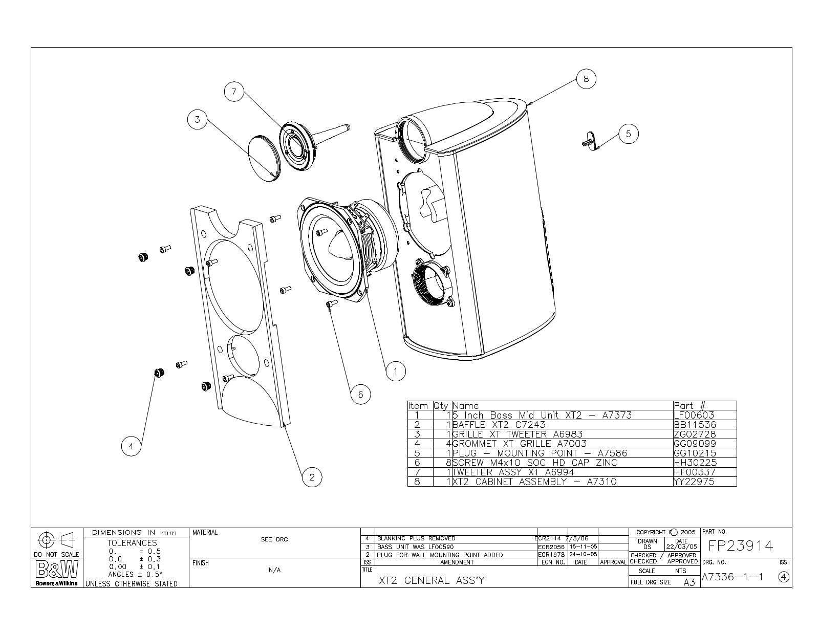 Bowers and Wilkins XT-2 Service manual