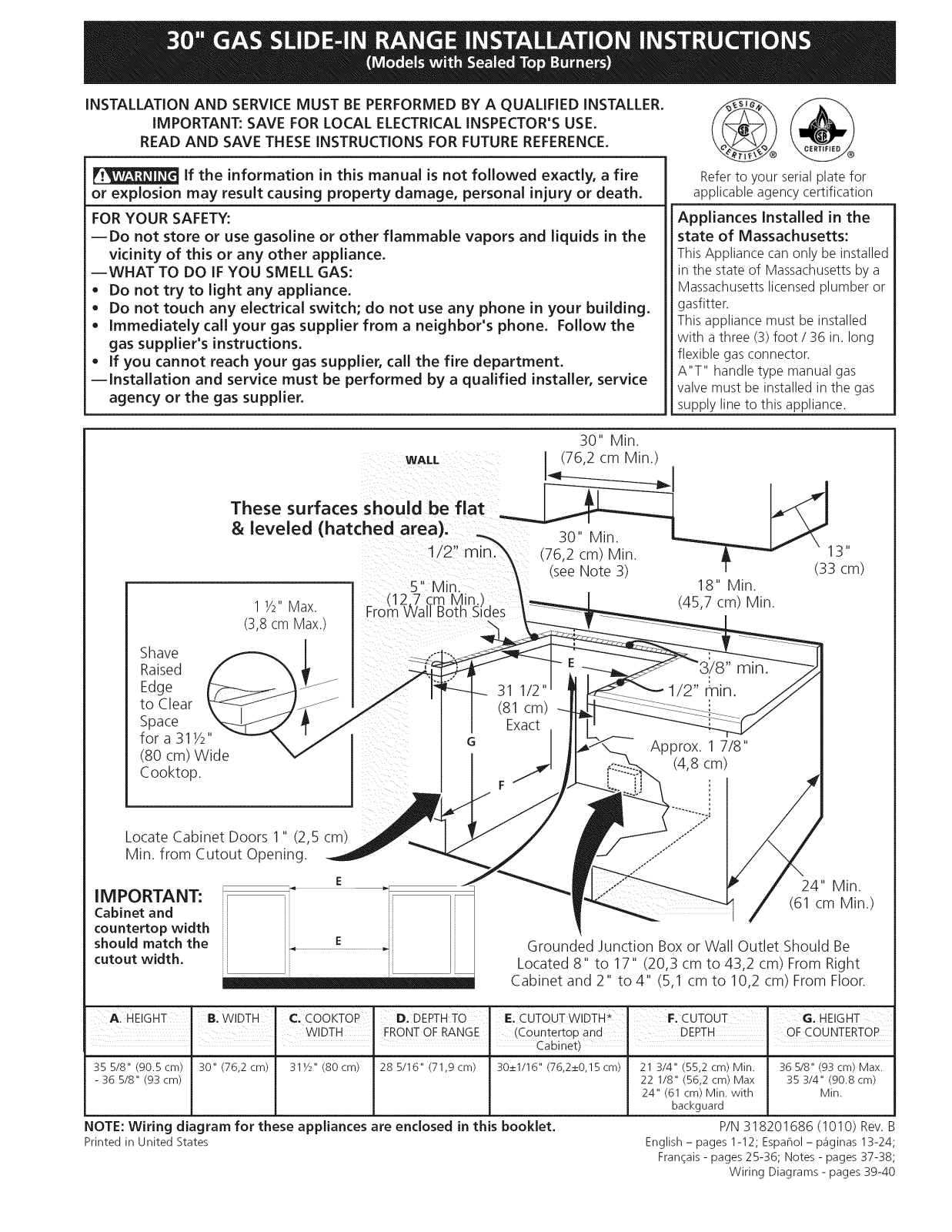 Electrolux EI30GS55JSB, EI30GS55JSC, EI30GS55LBA, EI30GS55LBB, EI30GS55LWA Installation Guide - ManualMachine.com