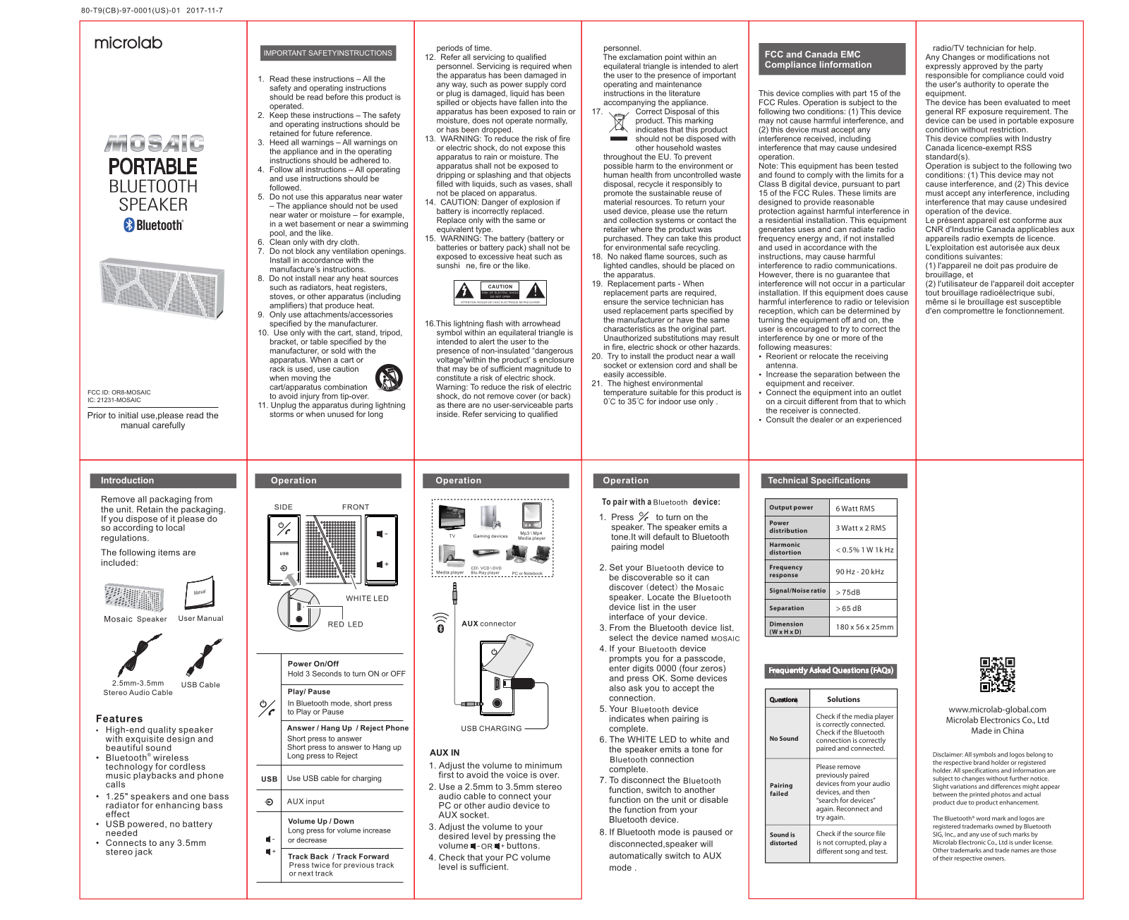 Microlab Electronics MOSAIC User Manual